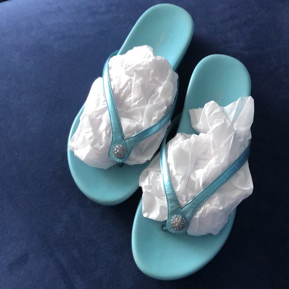 Metallic Blue Flip Flops with Rhinestone 8M - Picture 8 of 16